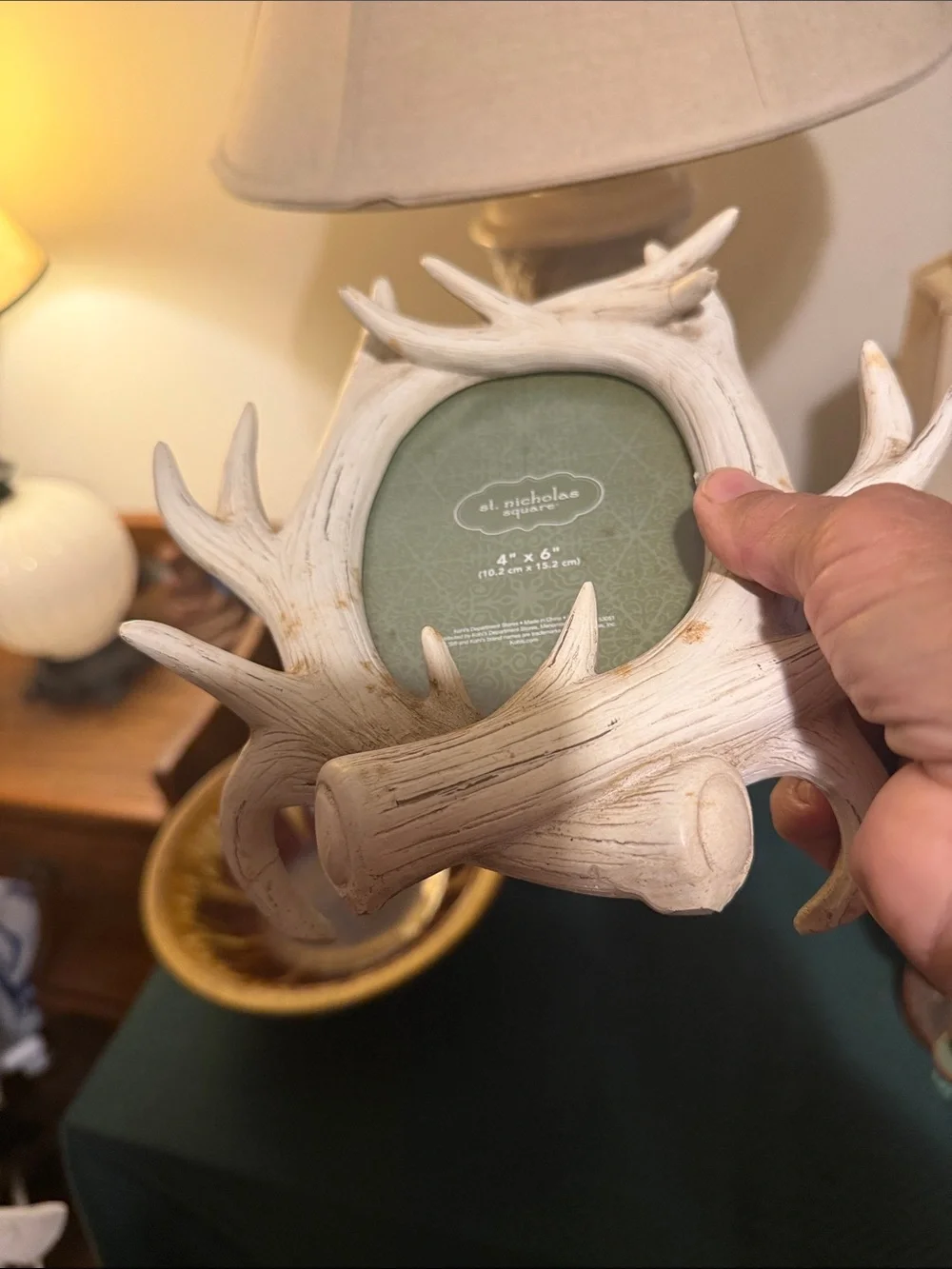 St. Nicholas Square Rustic White Antler Frame